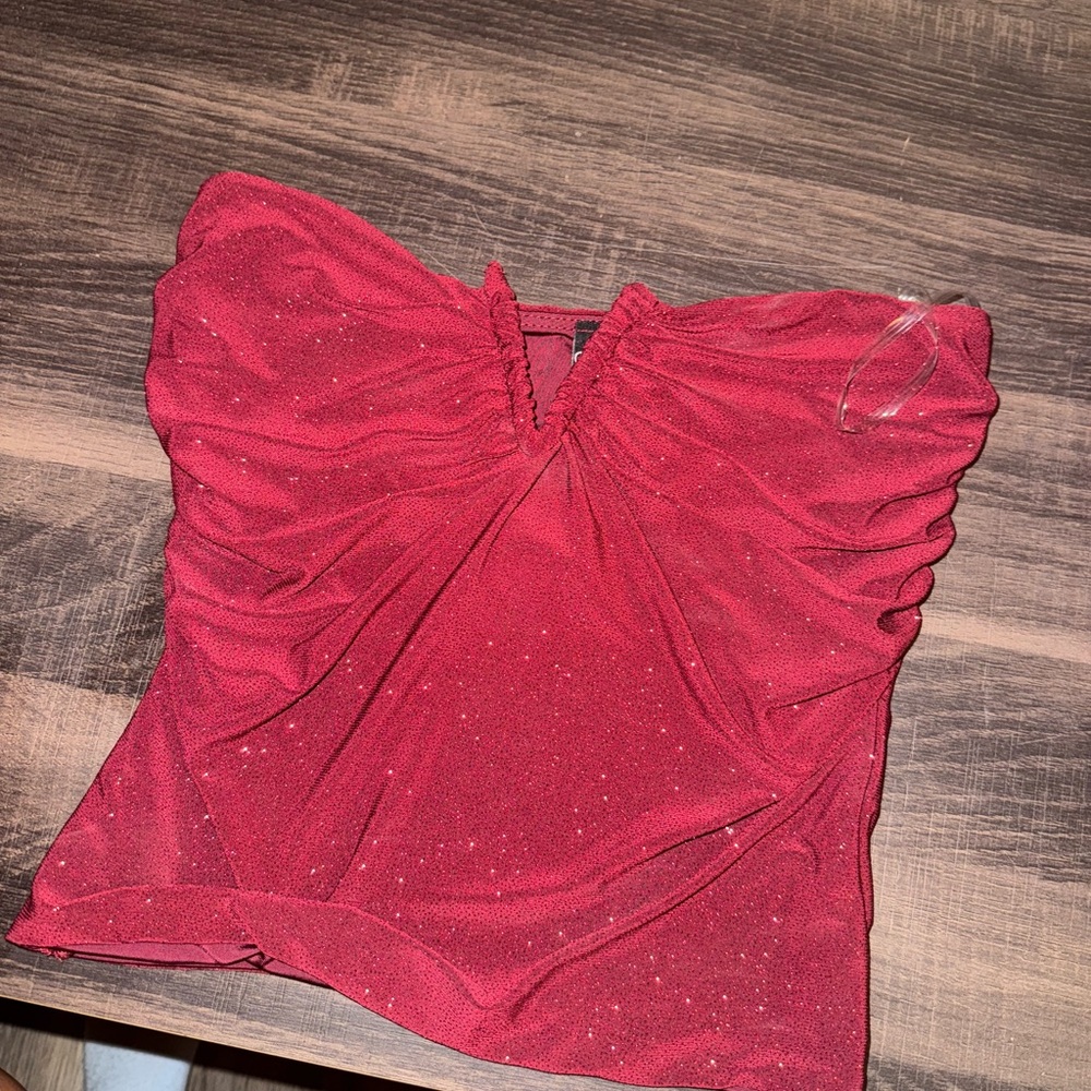Windsor Glittering Red Strapless Crop Top